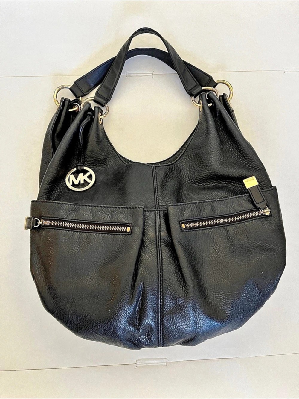 Michael Kors Nolita Large Pebbled Leather Hobo Shoulder Bag Black Leather Hobo